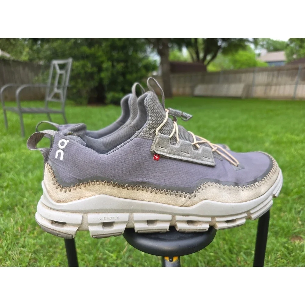 On Running Cloudaway Grey Beige Travel Sneakers Mens 13 CloudTec Toggle Lace